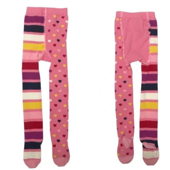Hanna Andersson | Pink Tights with Stripes and Hearts Girls Size 3-4 - Picture 1 of 8